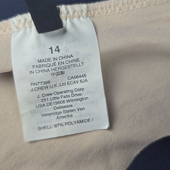 J. Crew Women's Scalloped one-shoulder swimsuit in laser-cut eyelet Navy Size 14 - Picture 7 of 10